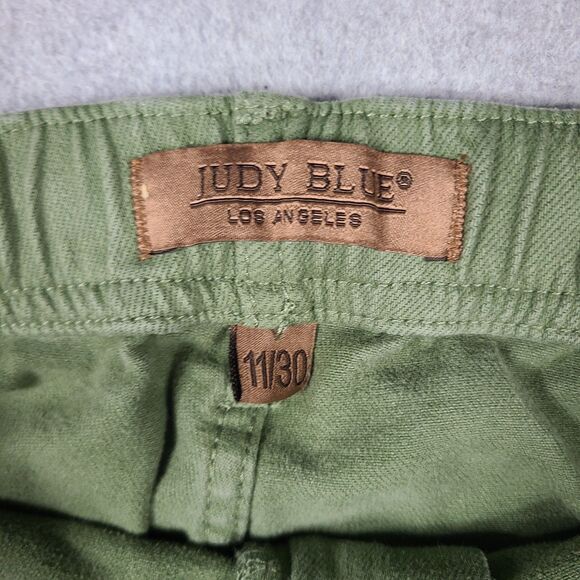 Judy Blue Pants Women 11/30 Green Garment Dyed Pockets Drawstring - Picture 5 of 15